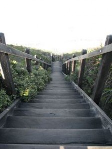 Stairs to windfarm beach